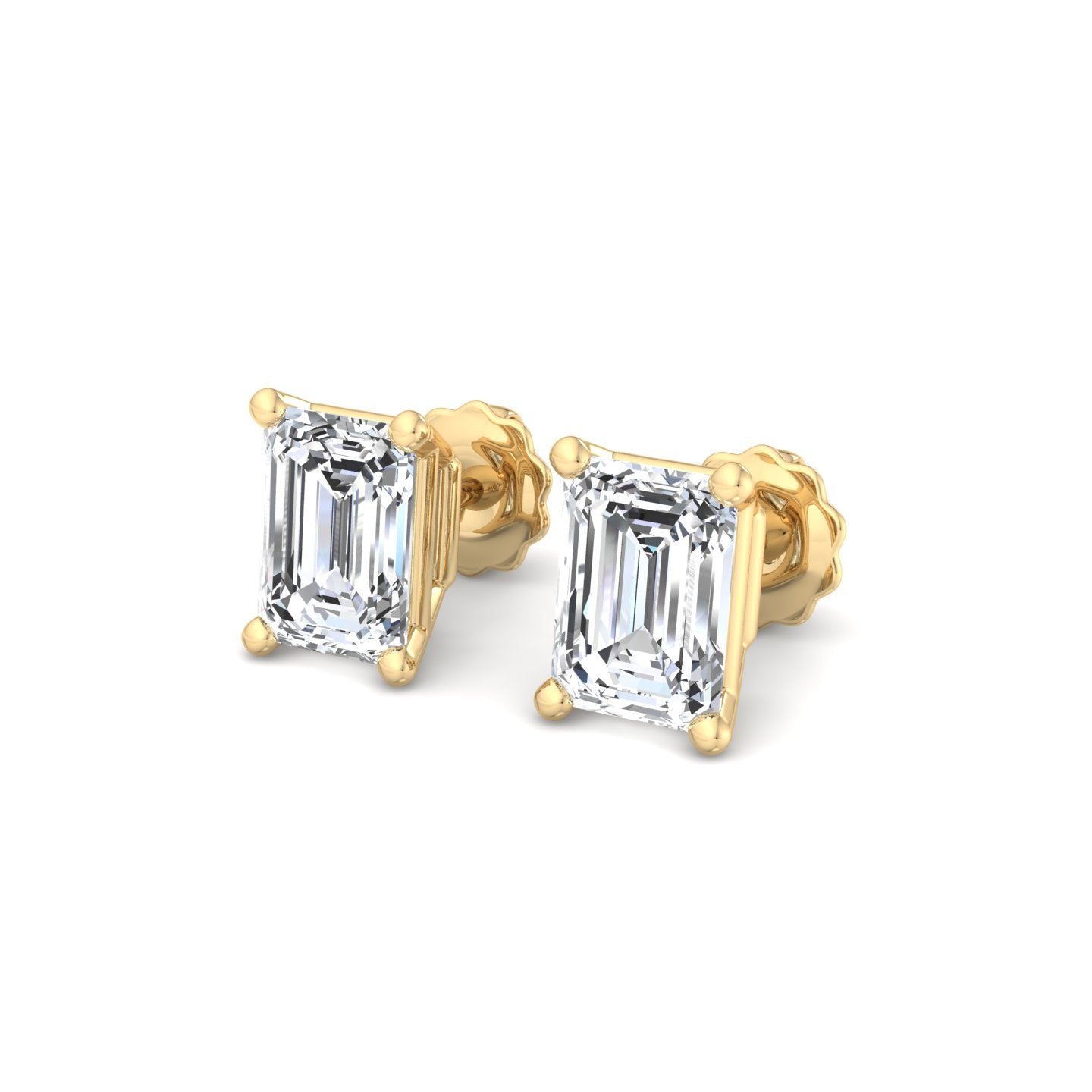 Emerald Cut Diamond Stud Earrings - Krishnashray