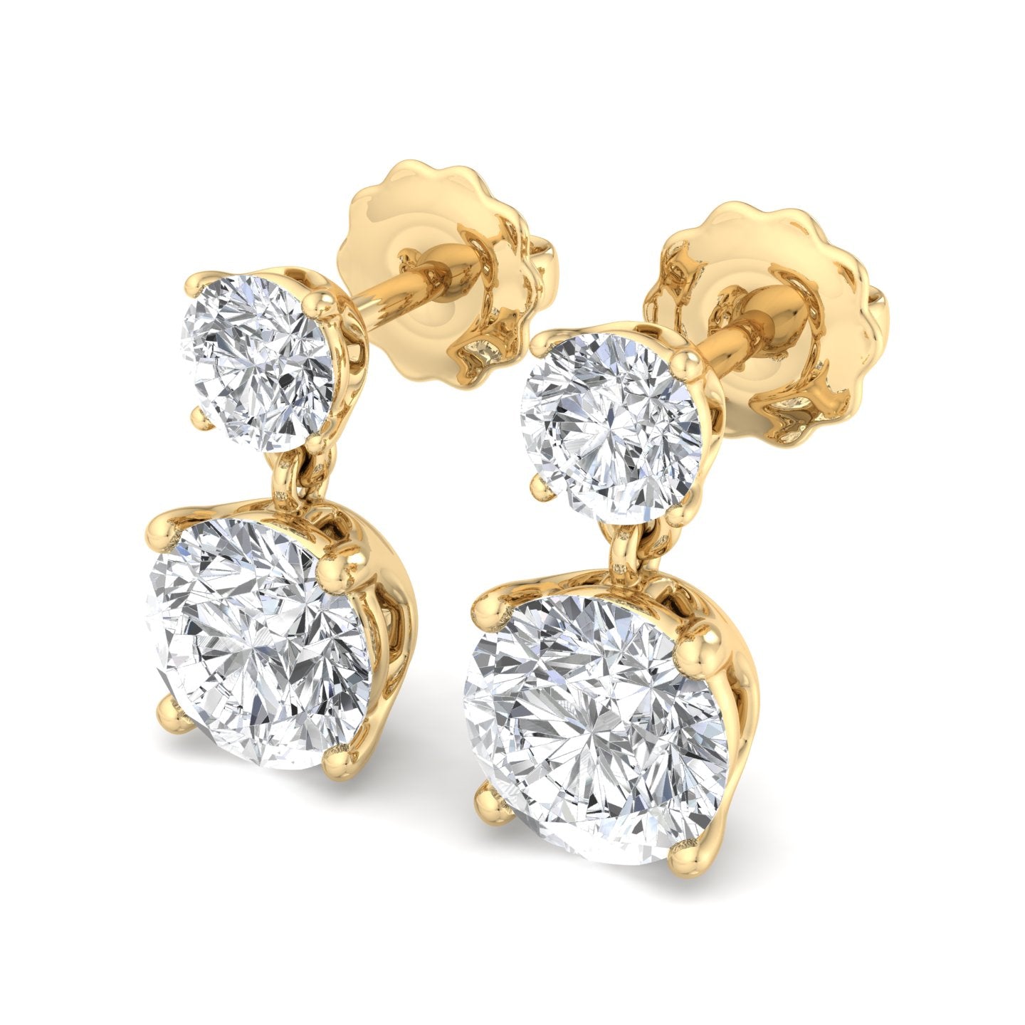 Double Diamond Drop Earrings - Krishnashray