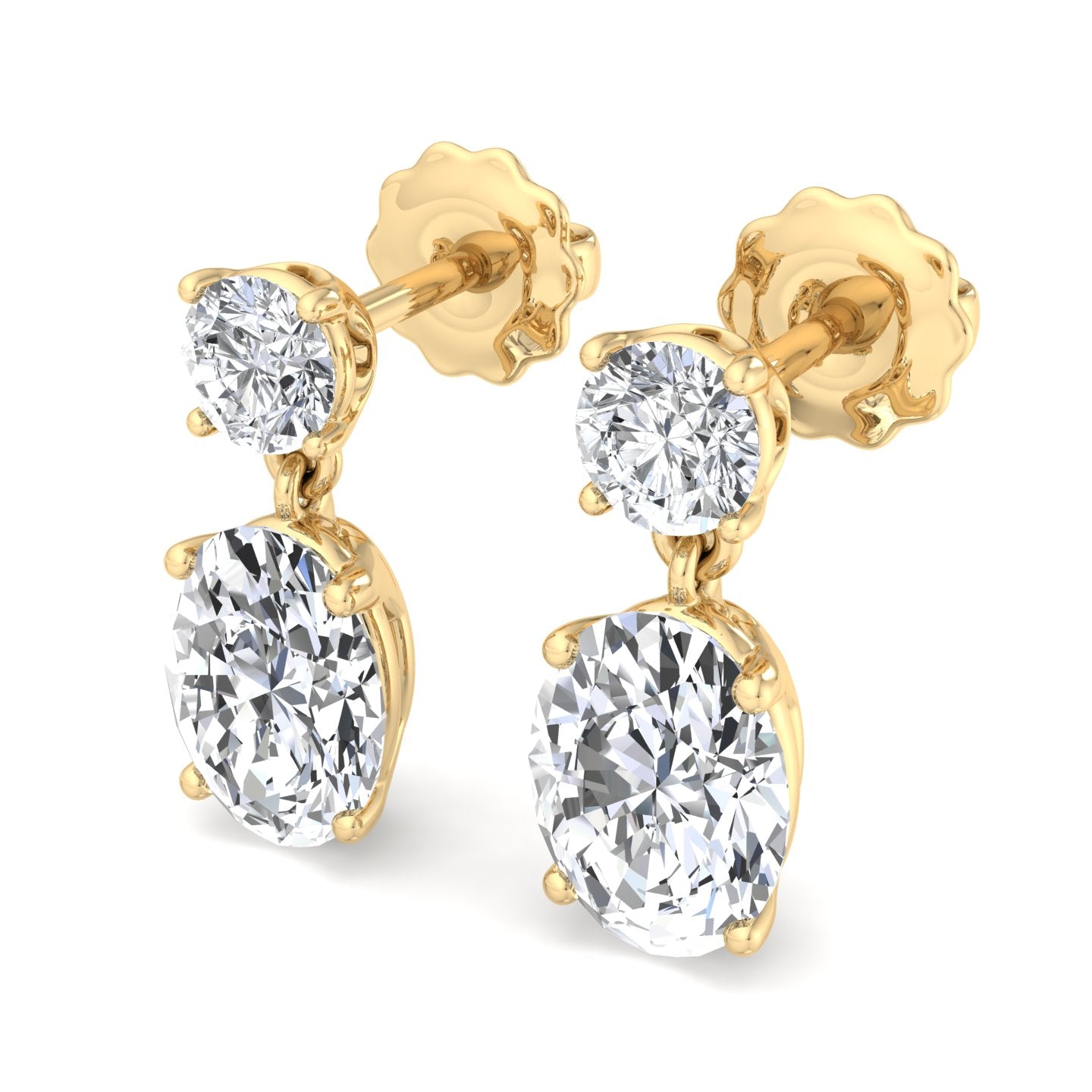 Double Diamond Drop Earrings - Krishnashray