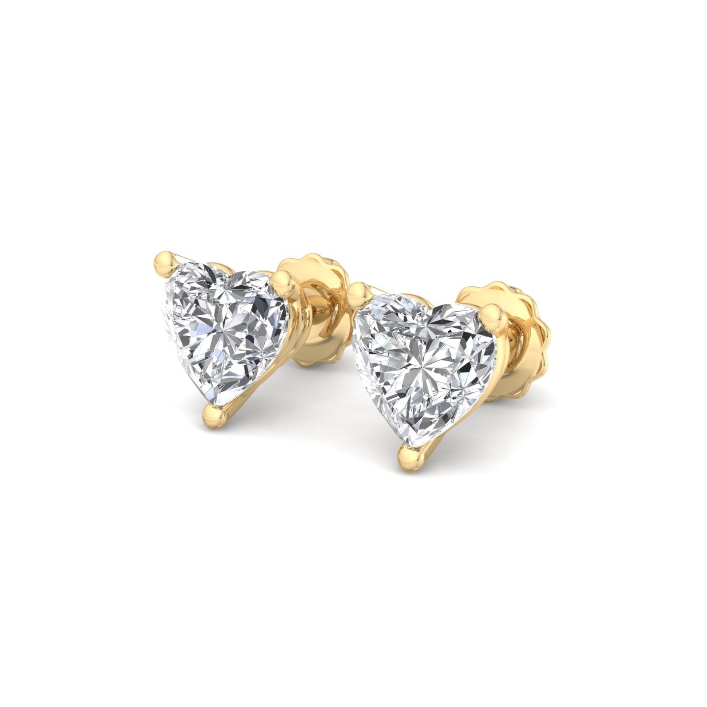 Heart-Shaped Diamond Stud Earrings - Krishnashray