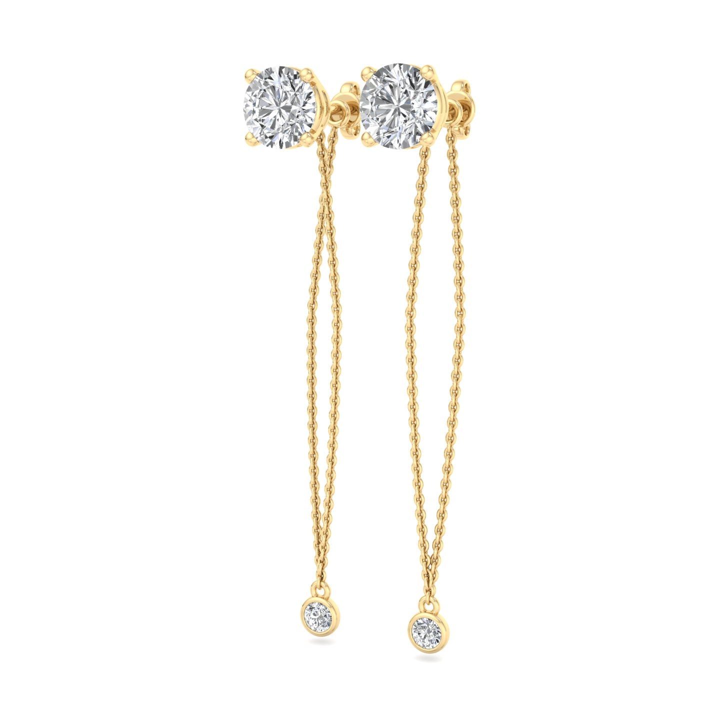 Chain Drop Earrings with Diamonds - Krishnashray