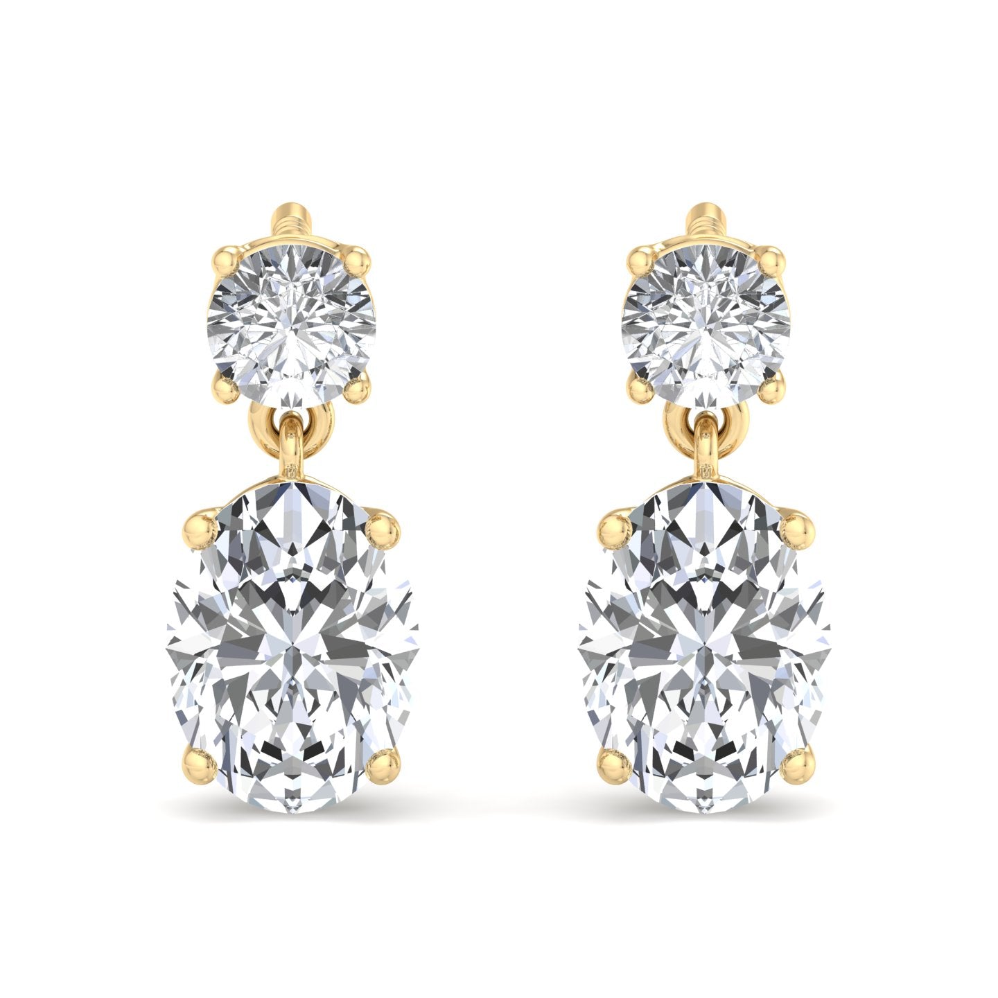 Double Diamond Drop Earrings - Krishnashray