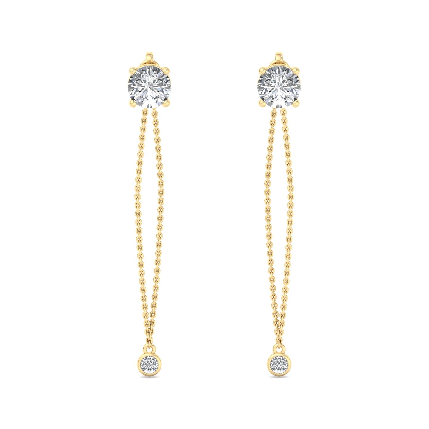 Chain Drop Earrings with Diamonds - Krishnashray