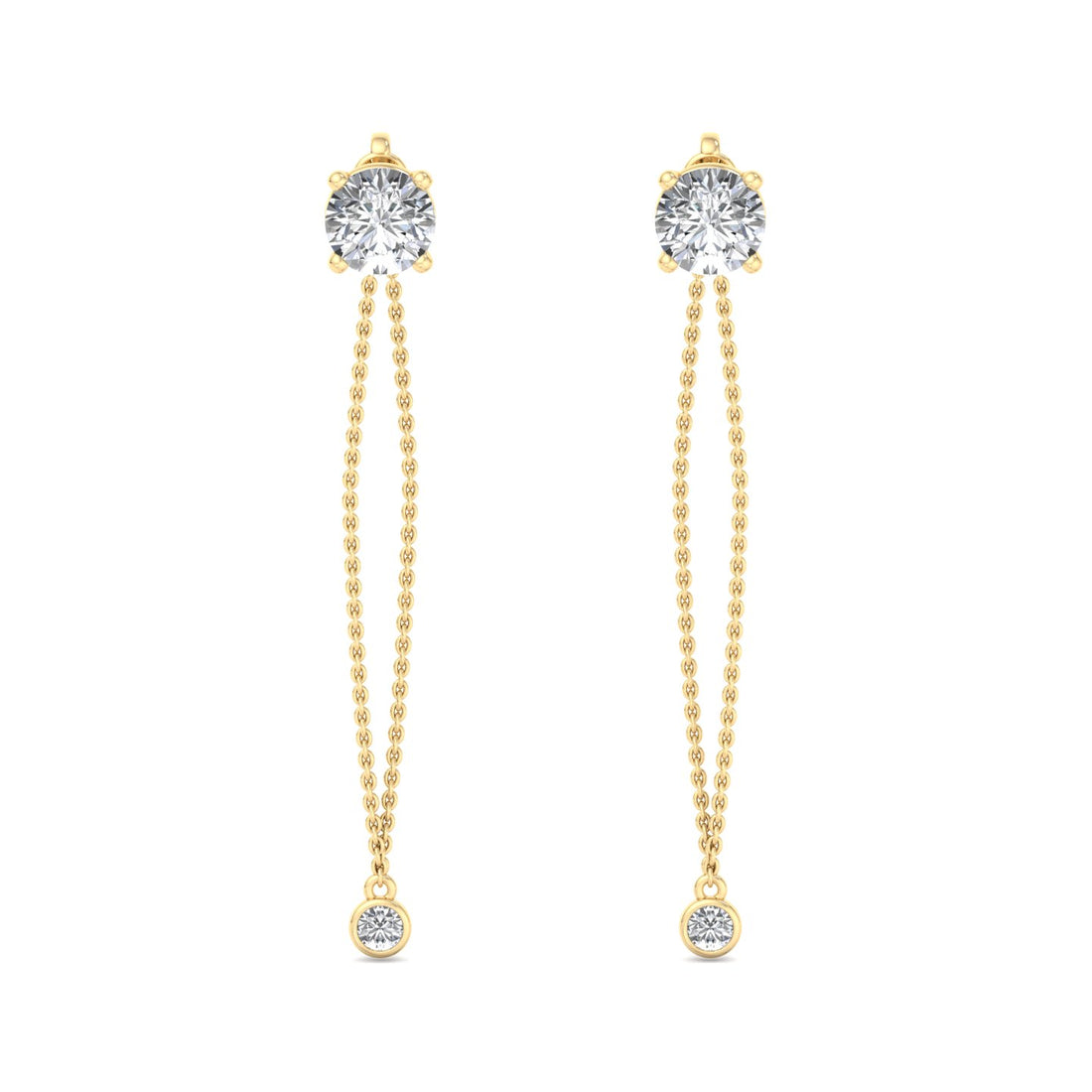 Chain Drop Earrings with Diamonds - Krishnashray