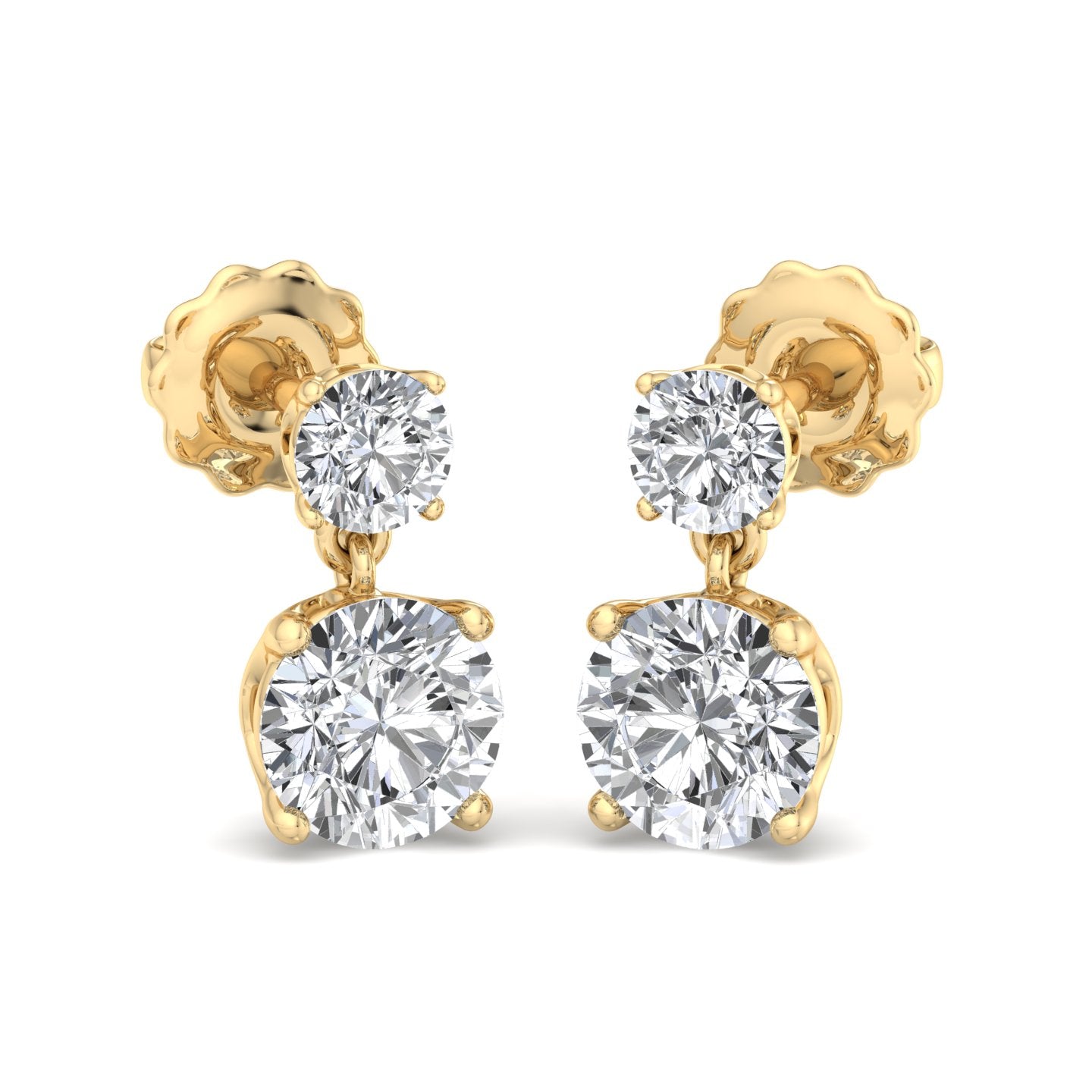 Double Diamond Drop Earrings - Krishnashray