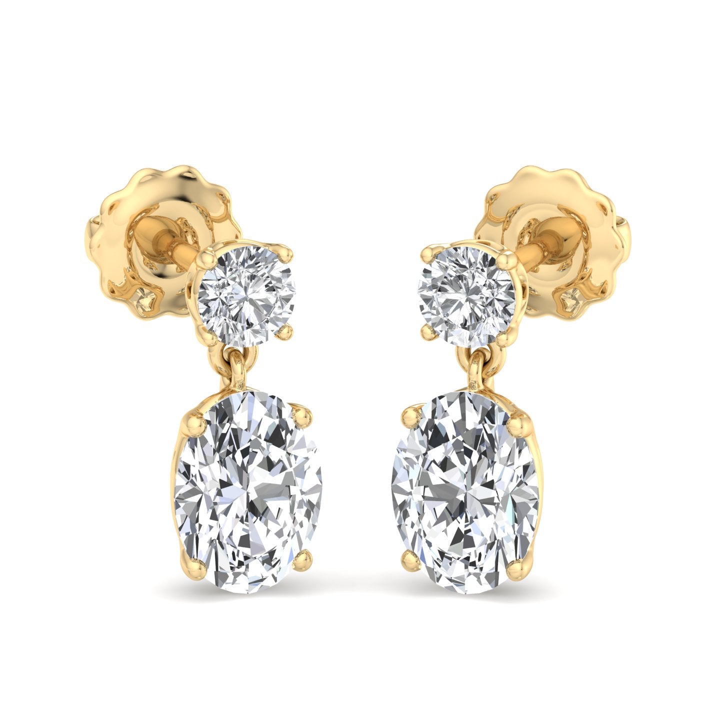 Double Diamond Drop Earrings - Krishnashray