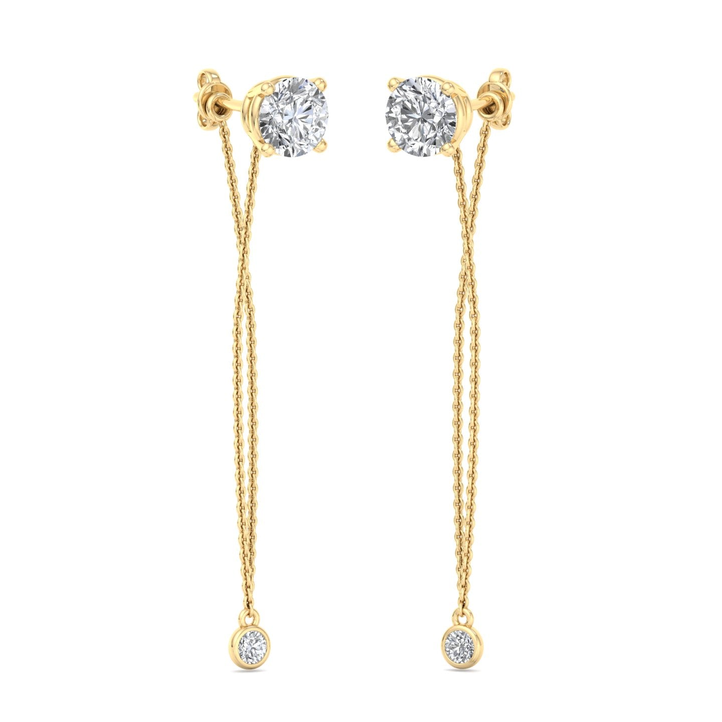 Chain Drop Earrings with Diamonds - Krishnashray