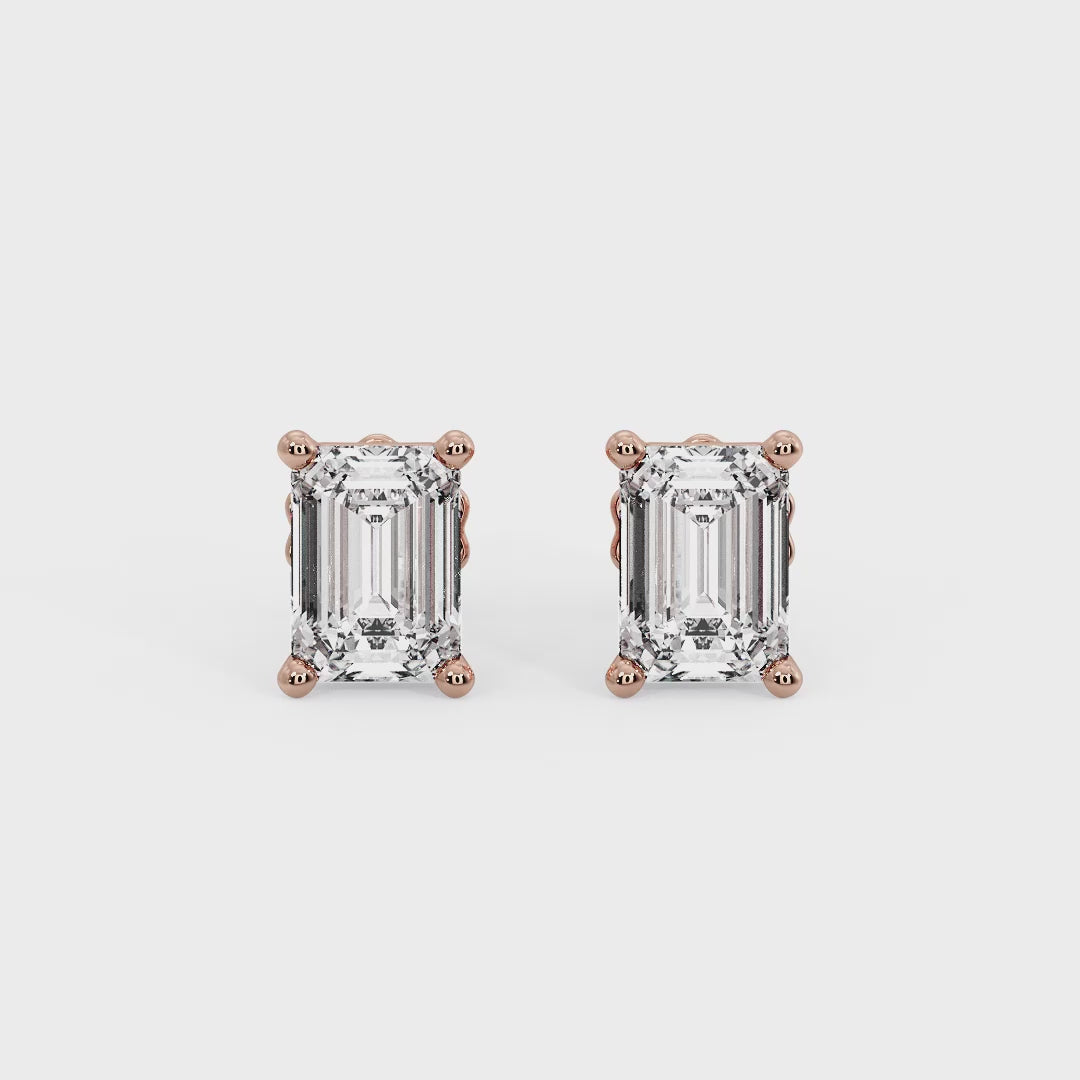 Emerald Cut Diamond Stud Earrings