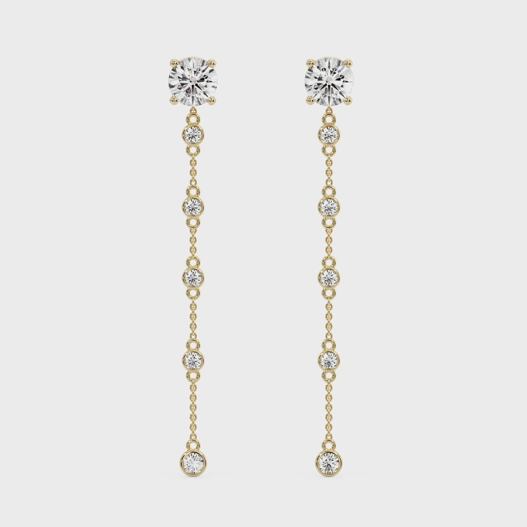 Chain Drop Earrings with Diamonds