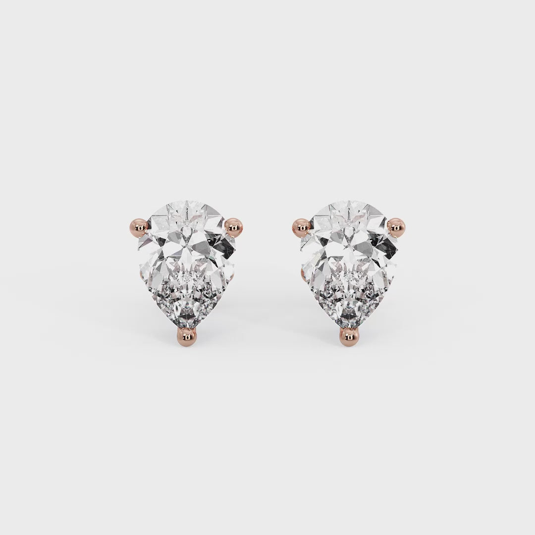 Heart-Shaped Diamond Stud Earrings