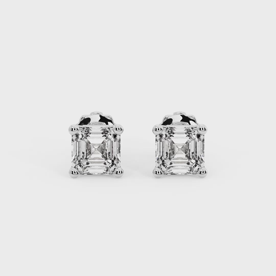 Emerald Cut Diamond Stud Earrings