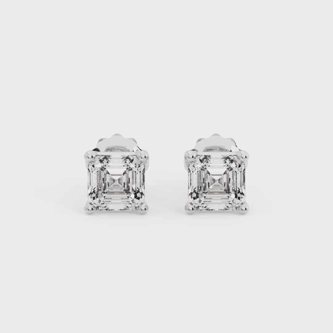 Asscher Cut Stud Earrings