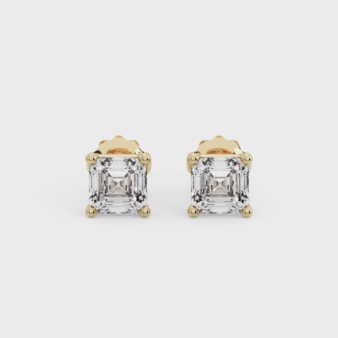 Asscher Cut Stud Earrings