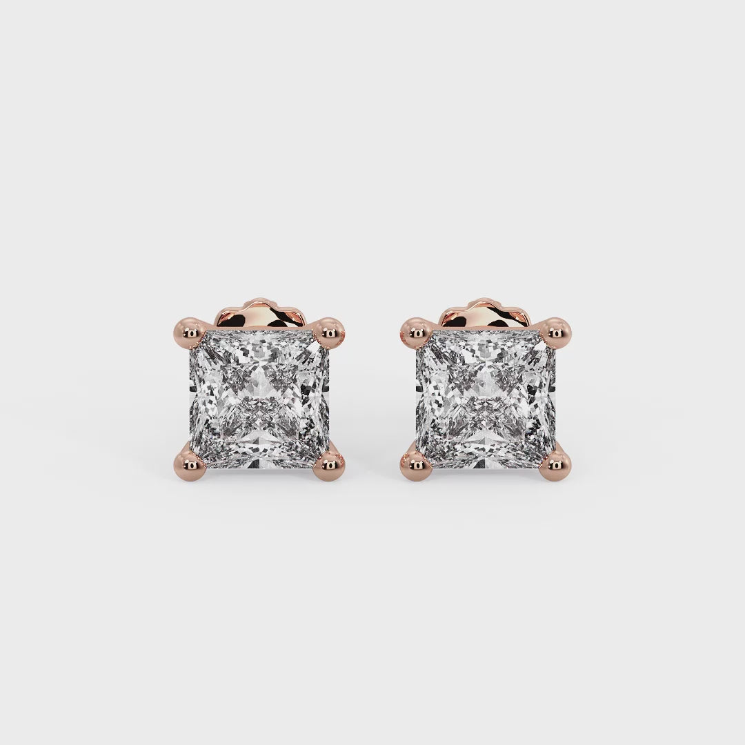Princess Cut Diamond Stud Earrings