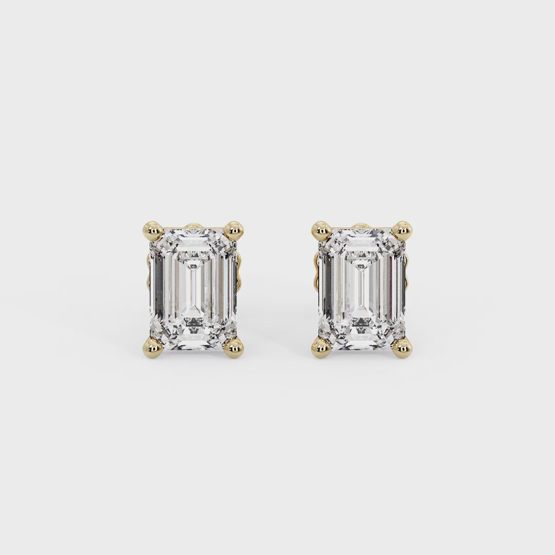Emerald Cut Diamond Stud Earrings