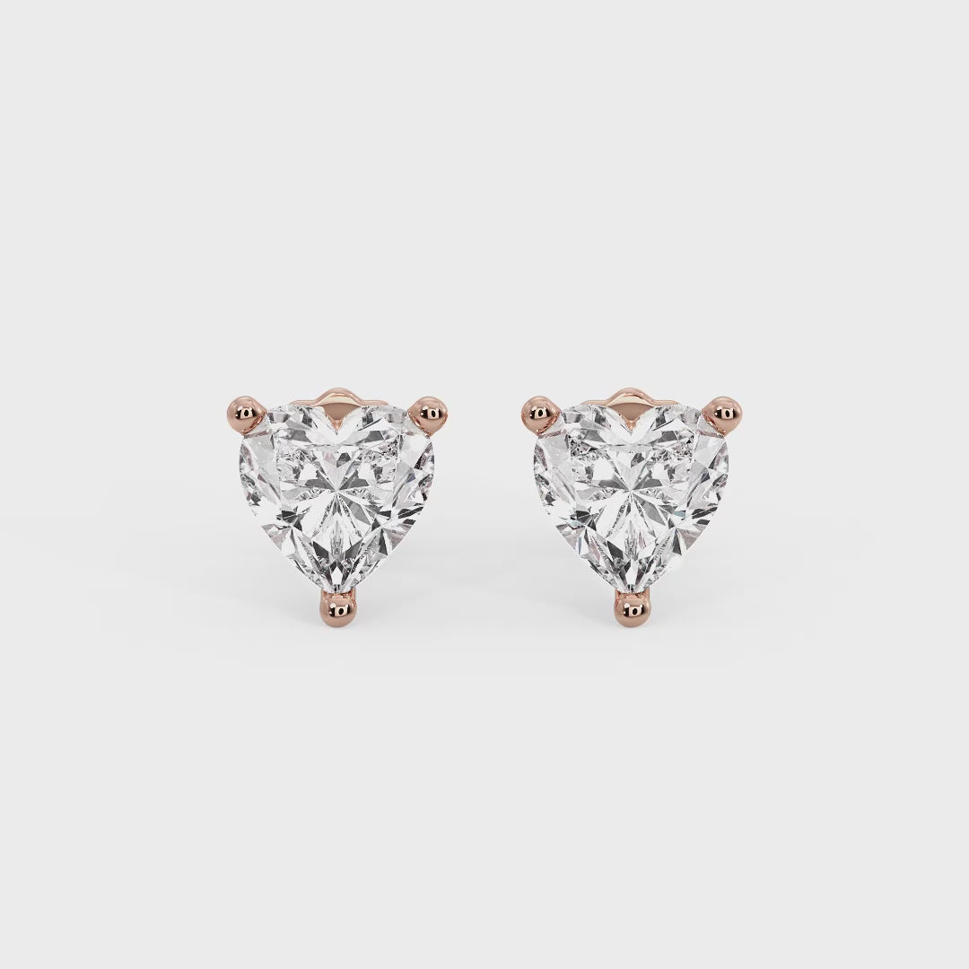 Heart-Shaped Diamond Stud Earrings