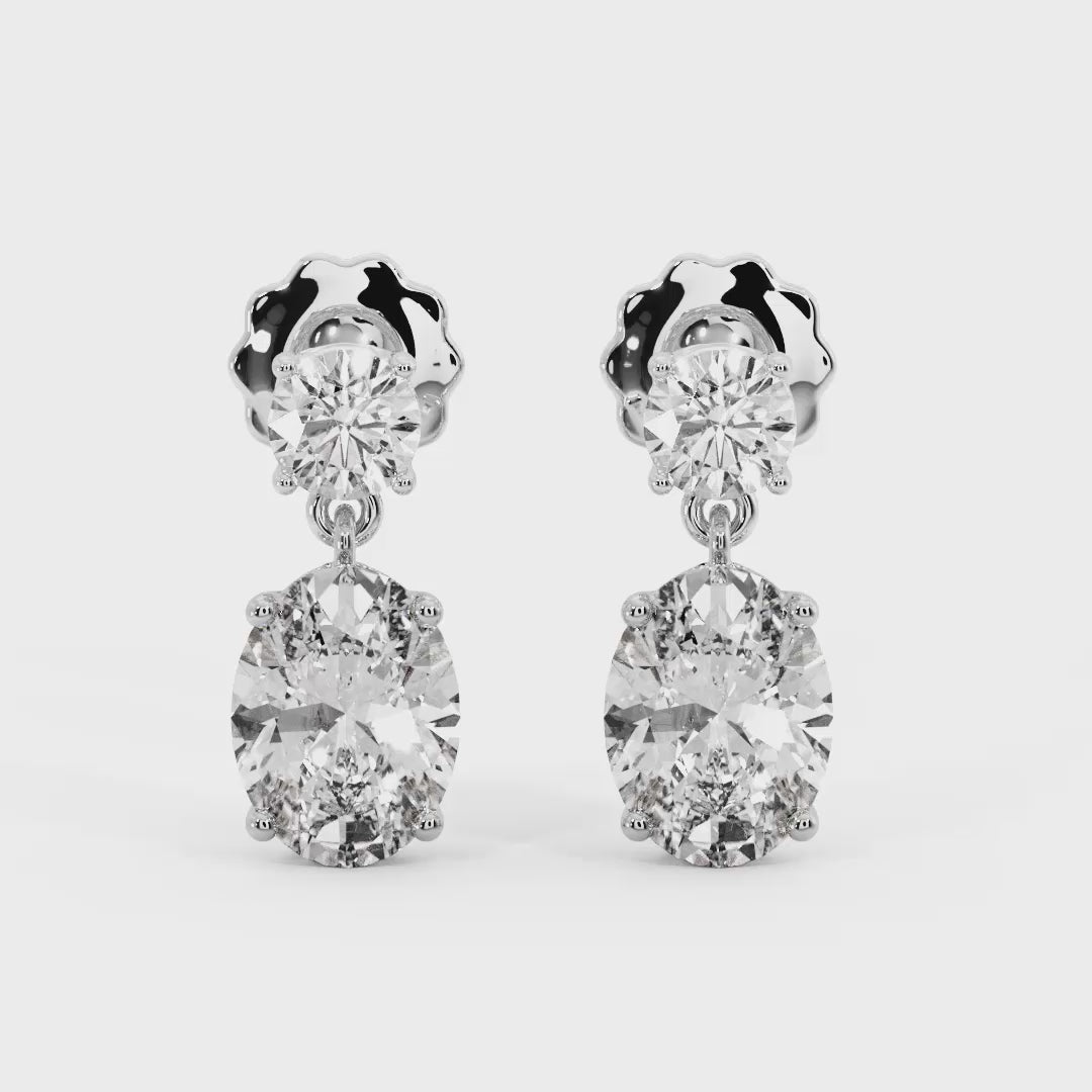 Double Diamond Drop Earrings