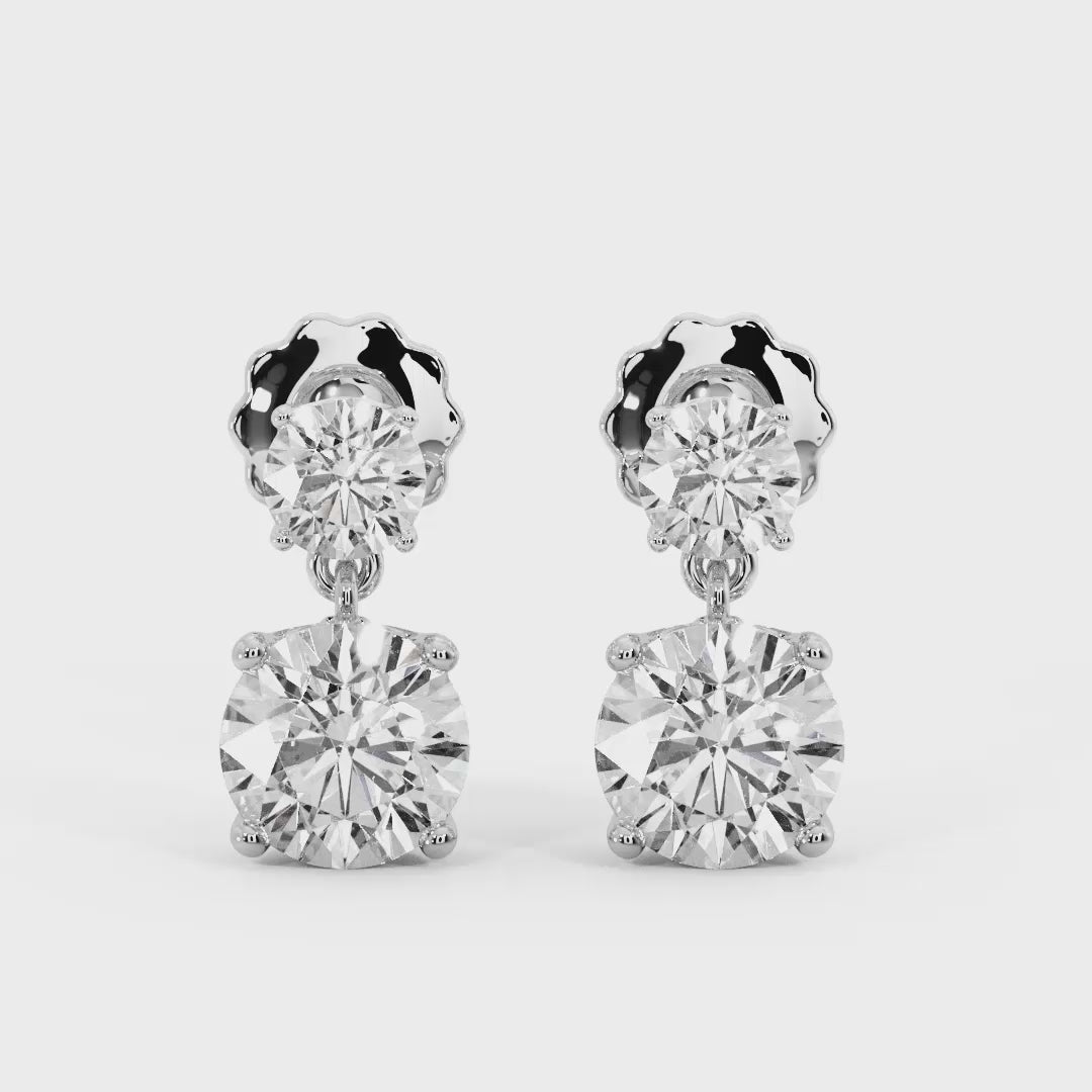 Double Diamond Drop Earrings