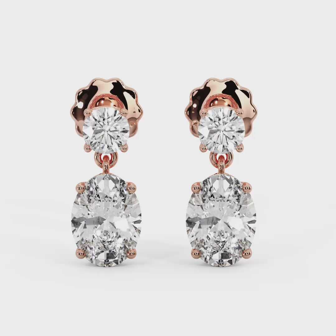 Double Diamond Drop Earrings