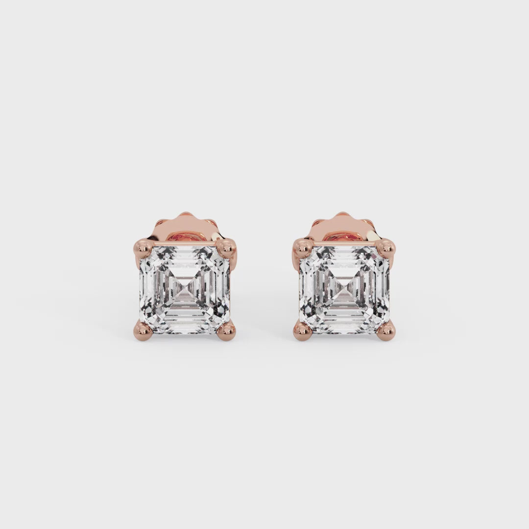 Asscher Cut Stud Earrings