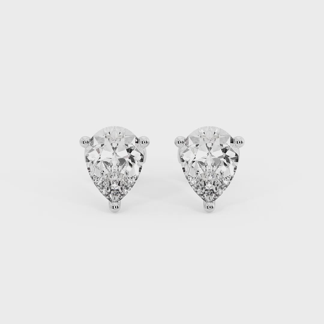 Heart-Shaped Diamond Stud Earrings