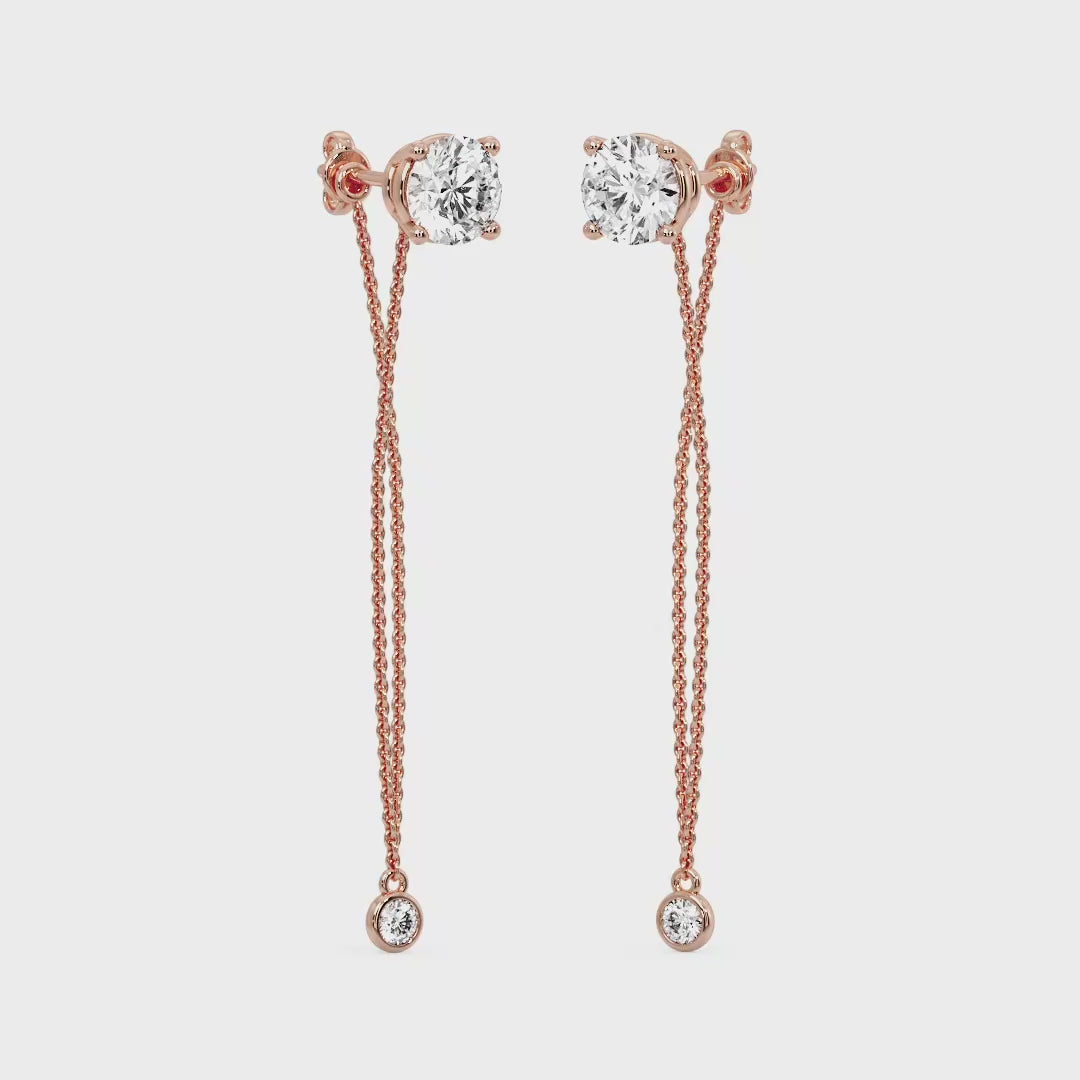 Chain Drop Earrings with Diamonds