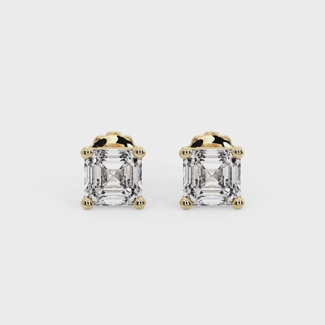 Emerald Cut Diamond Stud Earrings