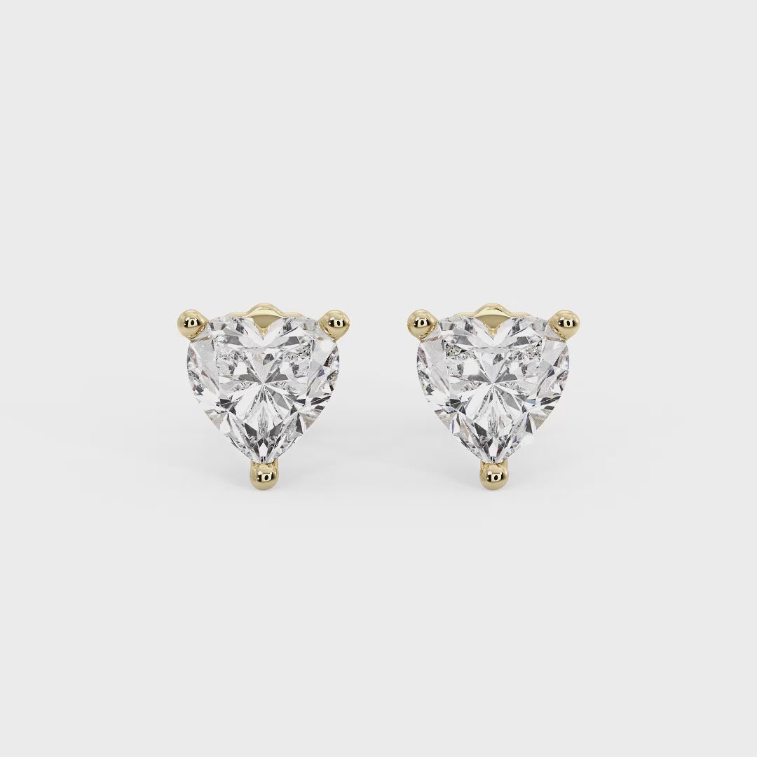 Heart-Shaped Diamond Stud Earrings