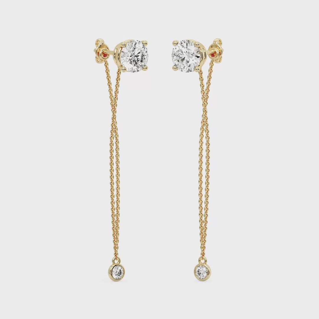 Chain Drop Earrings with Diamonds