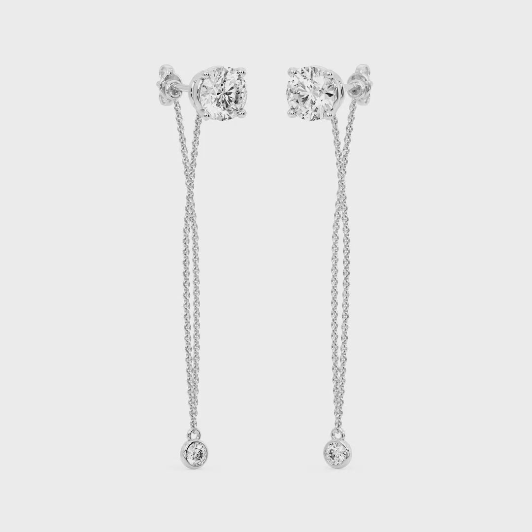 Chain Drop Earrings with Diamonds