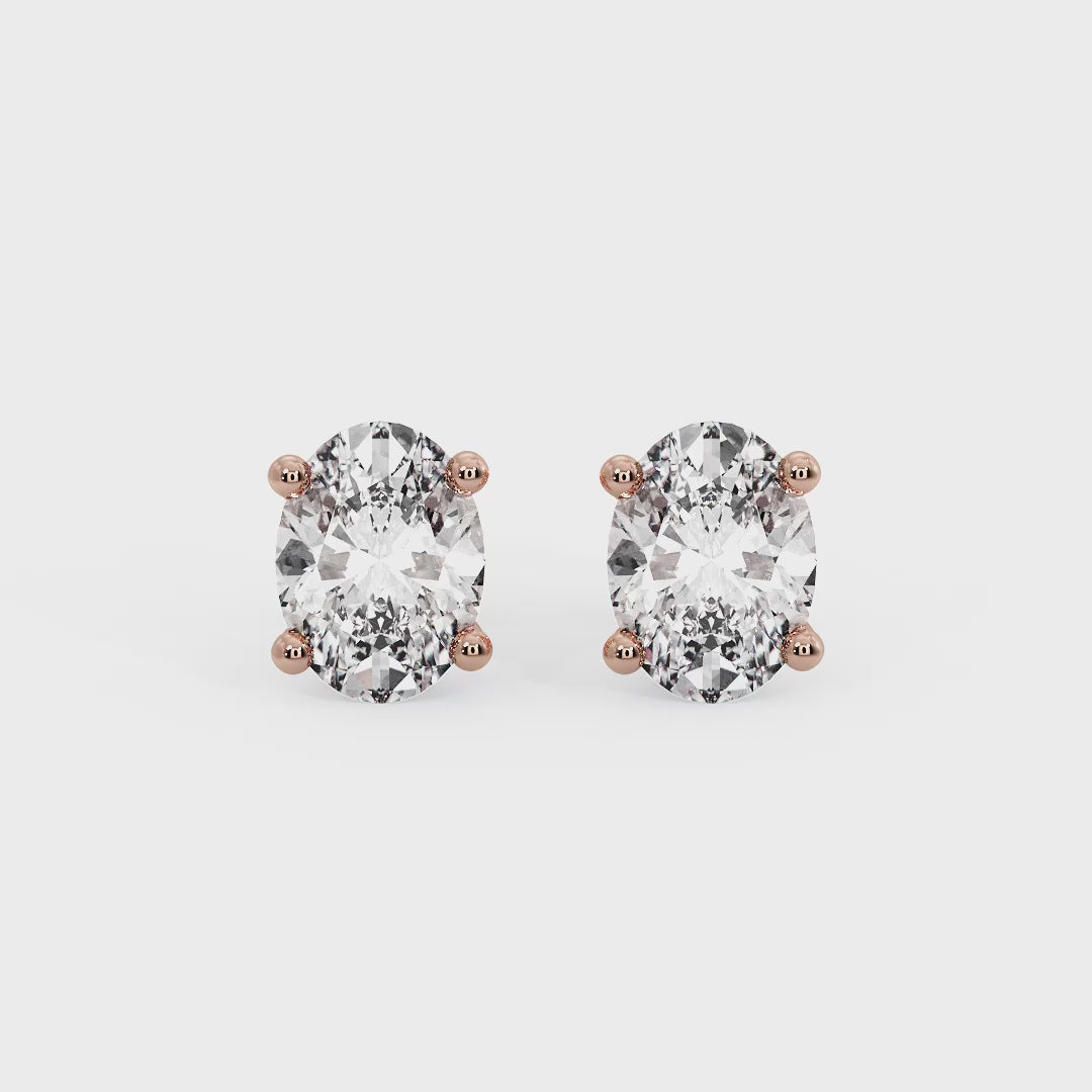 Oval Diamond Stud Earrings