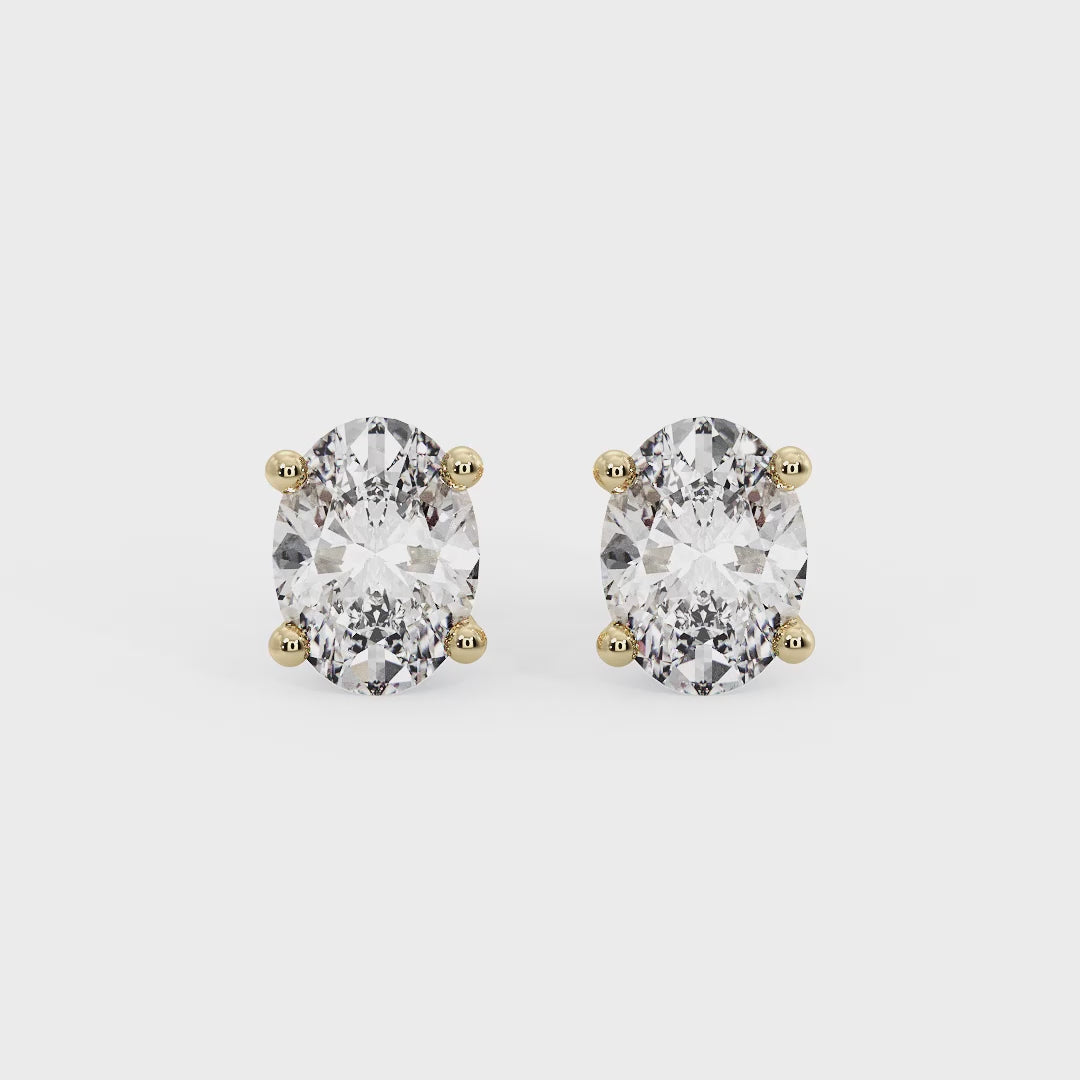 Oval Diamond Stud Earrings