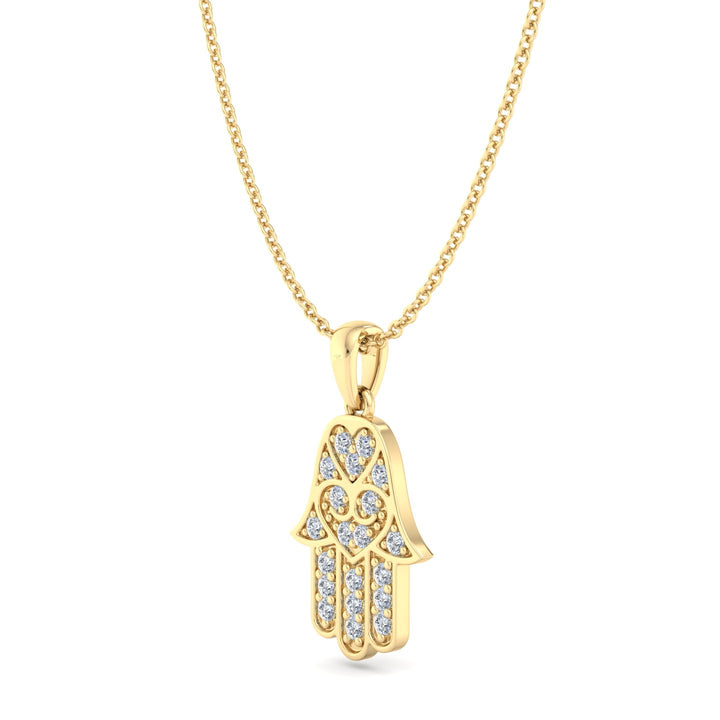 Diamond Hamsa Pendant